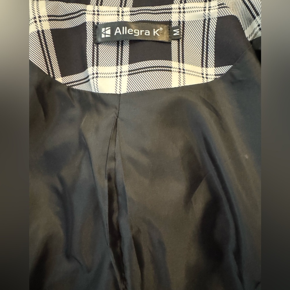 Allegra K Monochrome Checkered Blazer - Picture 3 of 3